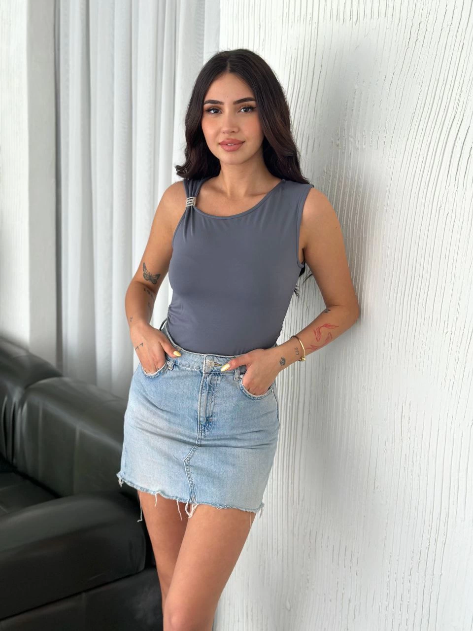 Kışlık Bisiklet Yaka Üç İplik Basic SweatShirt - Antrasit