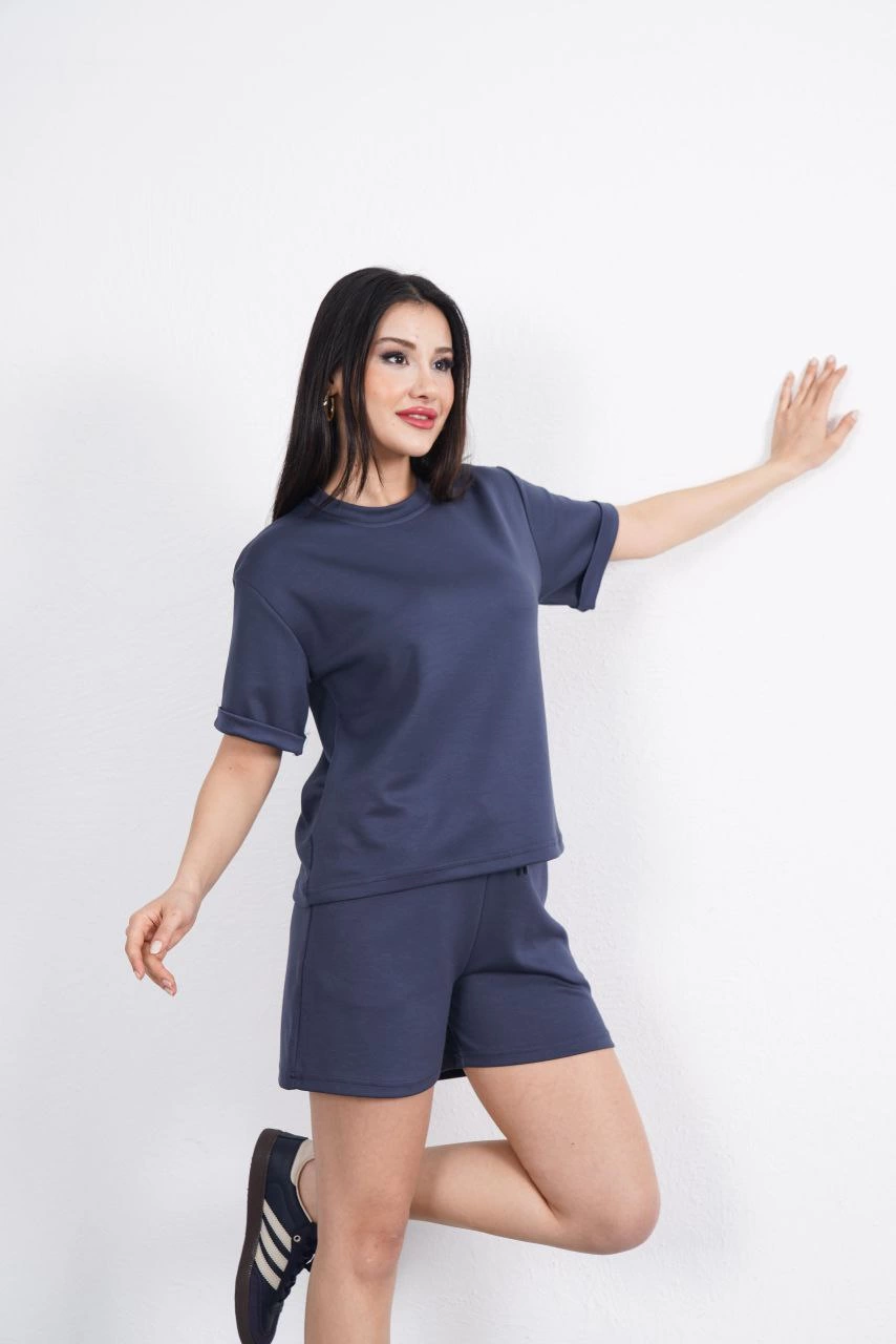 Kışlık Bisiklet Yaka Üç İplik Basic SweatShirt - Antrasit