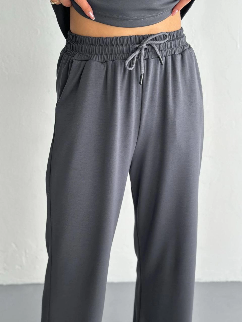 Kışlık Bisiklet Yaka Üç İplik Basic SweatShirt - Antrasit