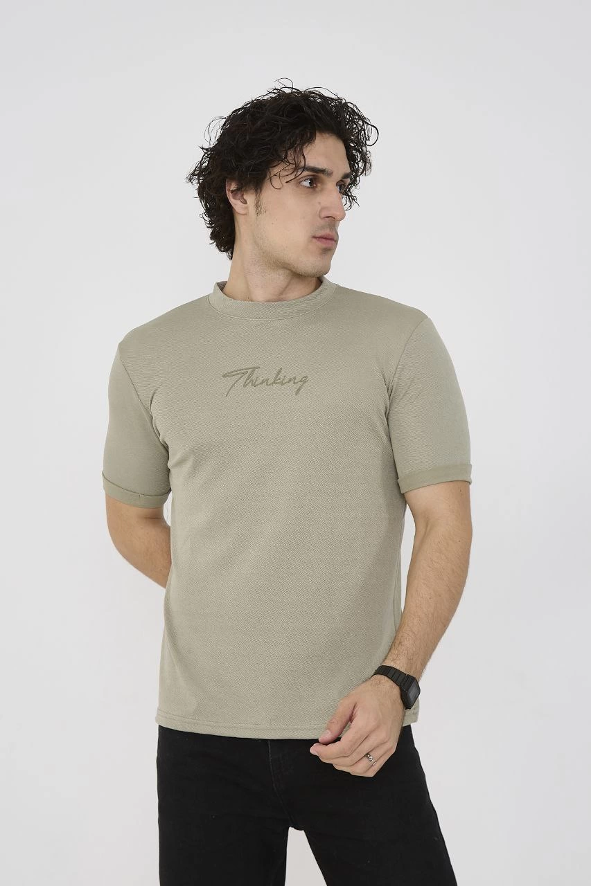 Unisex Jakar Kumaş Rahat Kol T-Shirt - Açık Yeşil