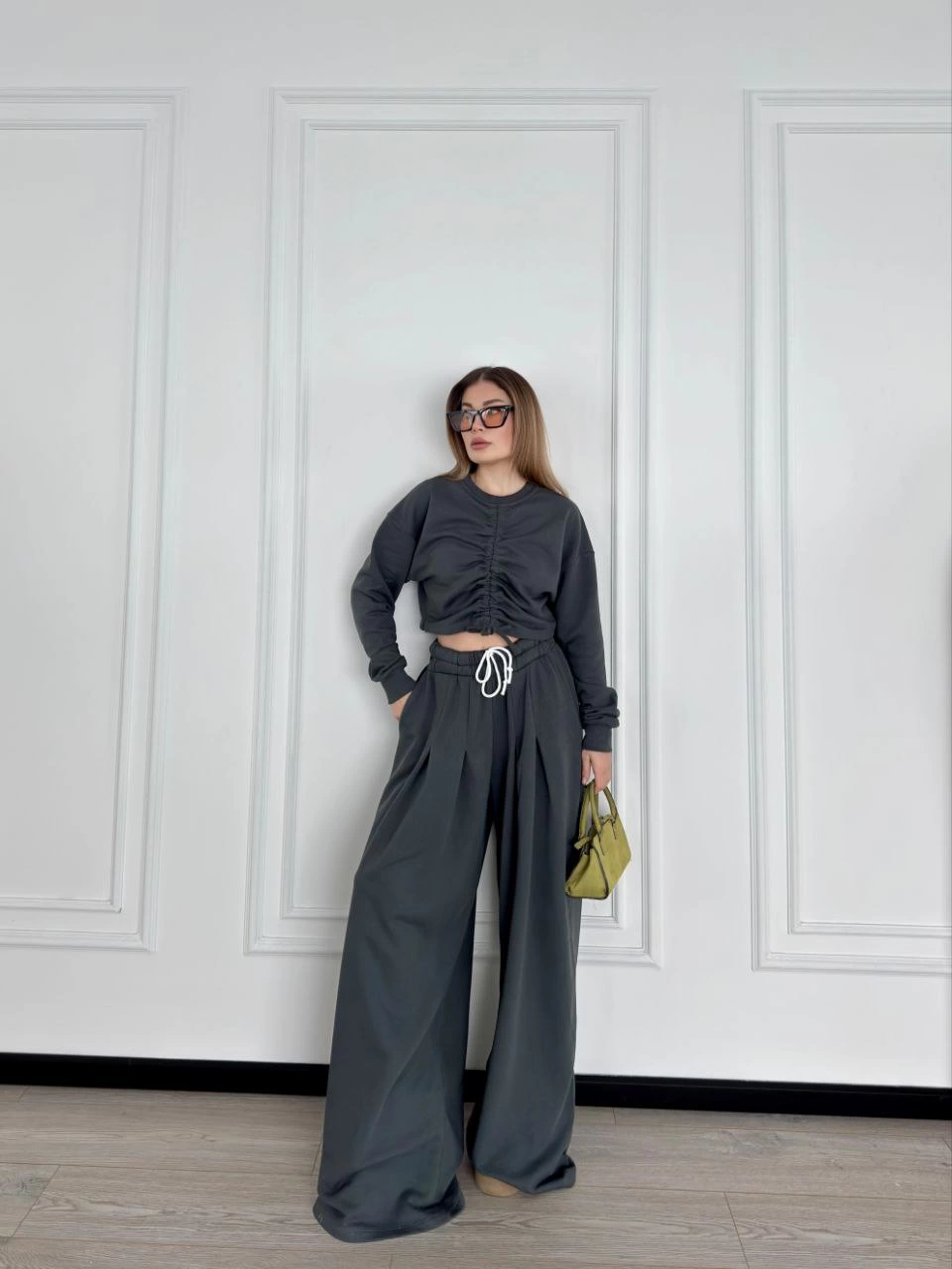 Kışlık Bisiklet Yaka Üç İplik Basic SweatShirt - Antrasit